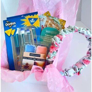 Doritos Gift Box W/ Brushes Green Tea Mask Wax Melts Scrunchie & Snacks Spa & Be